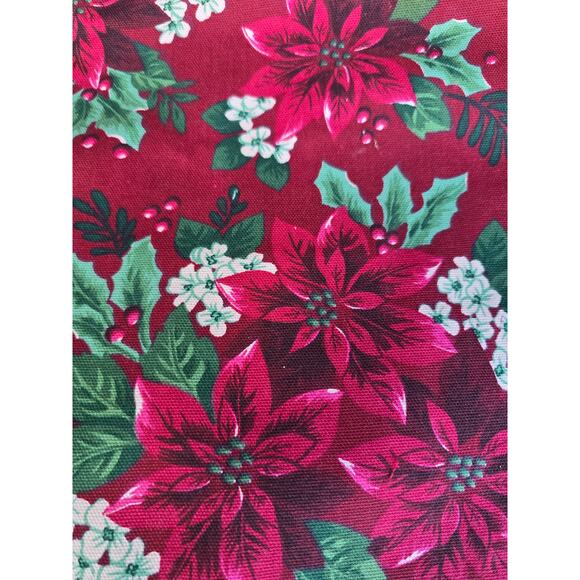 Vintage style Christmas fabric placemats set of 4 poinsettias - Picture 3 of 3